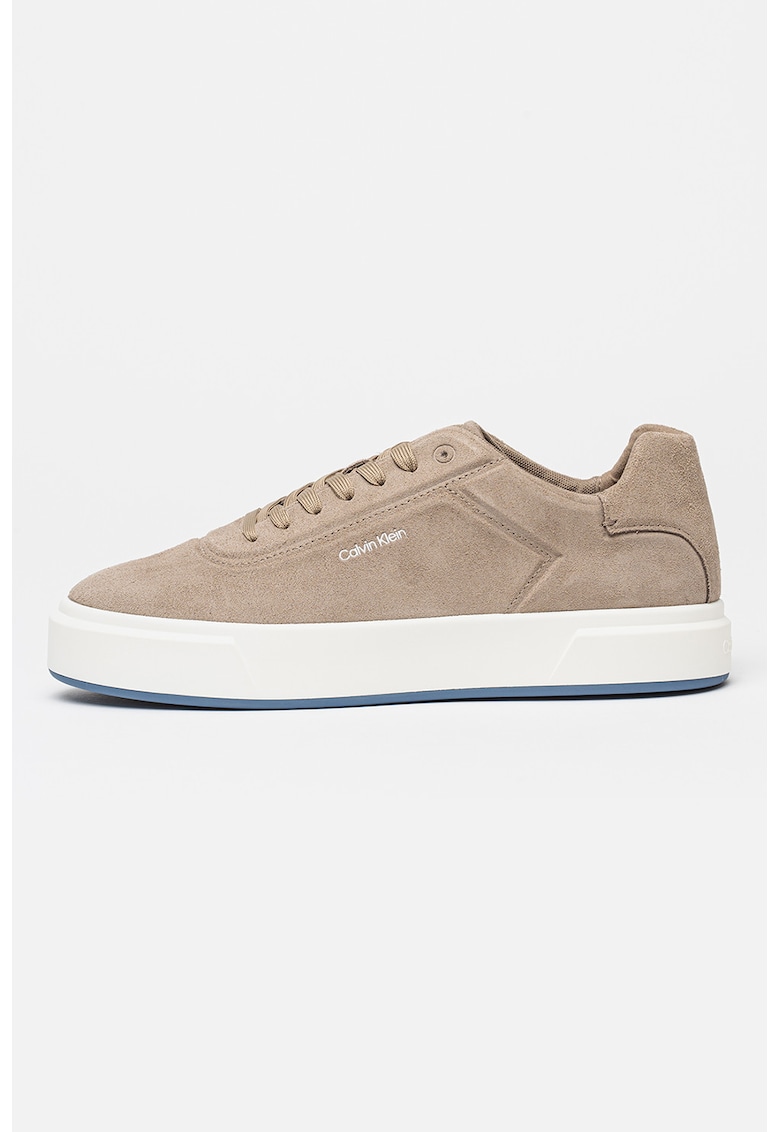 Pantofi sport uni de piele intoarsa - Maro camel