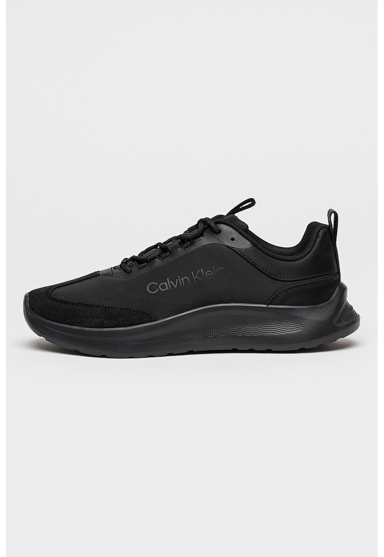 Pantofi sport cu insertii de piele intoarsa - Negru stins
