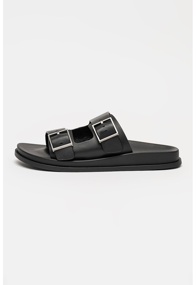Papuci din piele - Negru