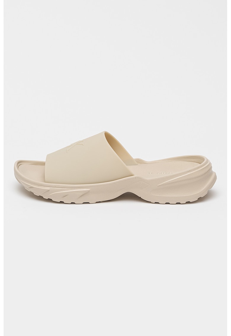 Papuci demi-wedge - Bej deschis