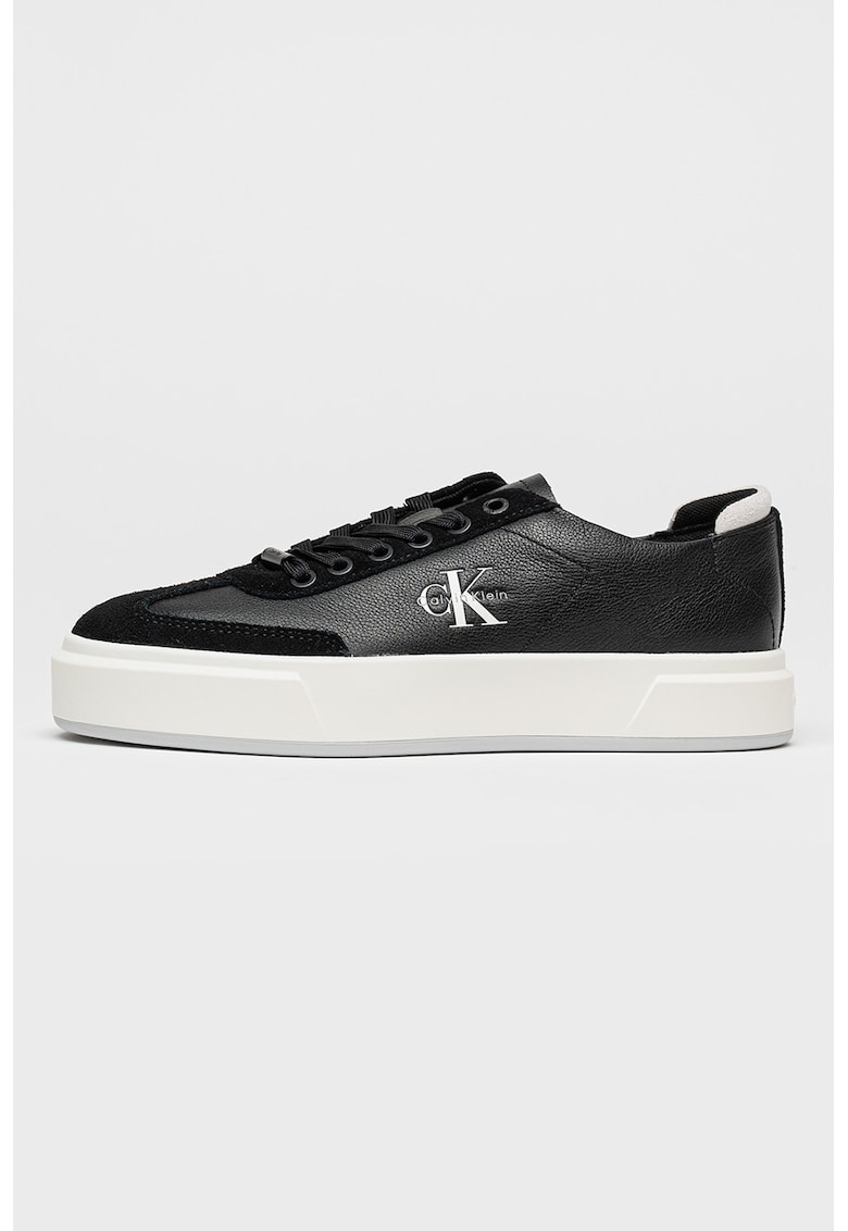 Pantofi sport Basket Cups de piele cu logo - Negru stins
