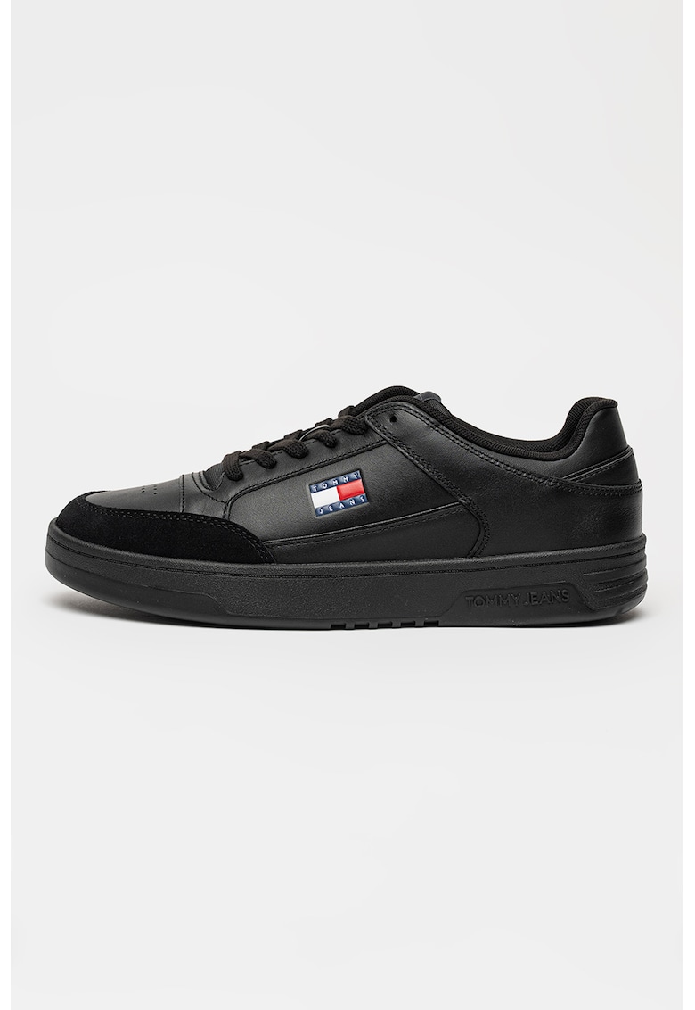 Pantofi sport low-cut din piele - Negru