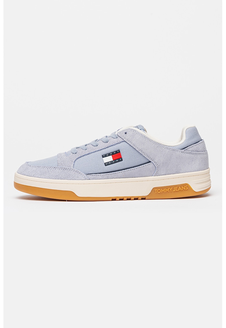 Pantofi sport de piele intoarsa cu garnituri textile - Albastru lavanda