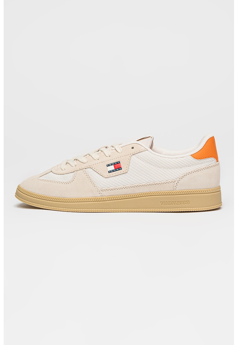 Pantofi sport Greenwich de piele intoarsa cu garnituri din material textil - Bej