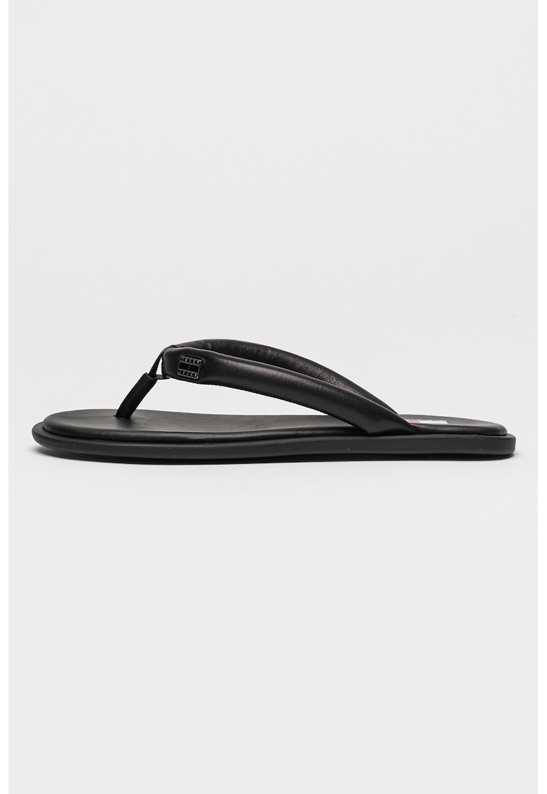 Papuci flip-flop de piele cu brant cu amortizare - Negru stins