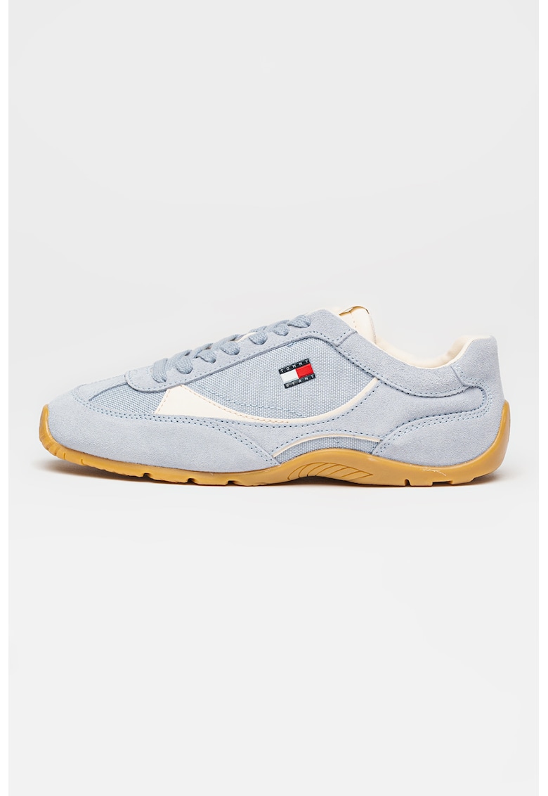 Pantofi sport din piele intoarsa cu garnituri din material textil