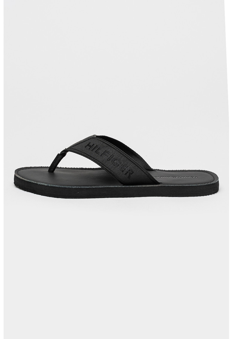 Papuci flip-flop textili cu logo - Negru stins