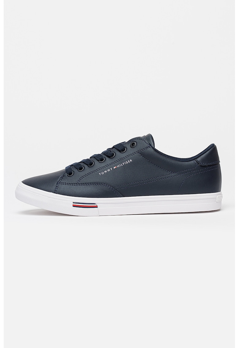 Pantofi psort low-cut de piele cu insertii de piele ecologica - Albastru inchis