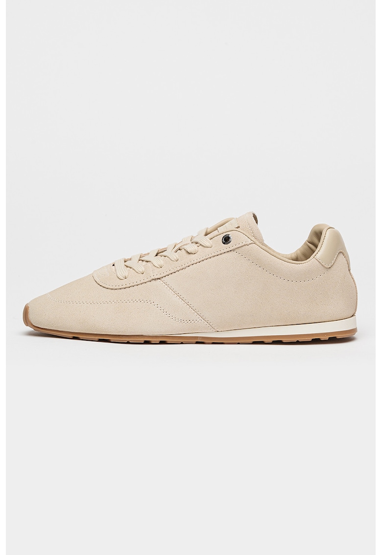 Pantofi sport low-cut de piele intoarsa Lorun Icon - Bej deschis