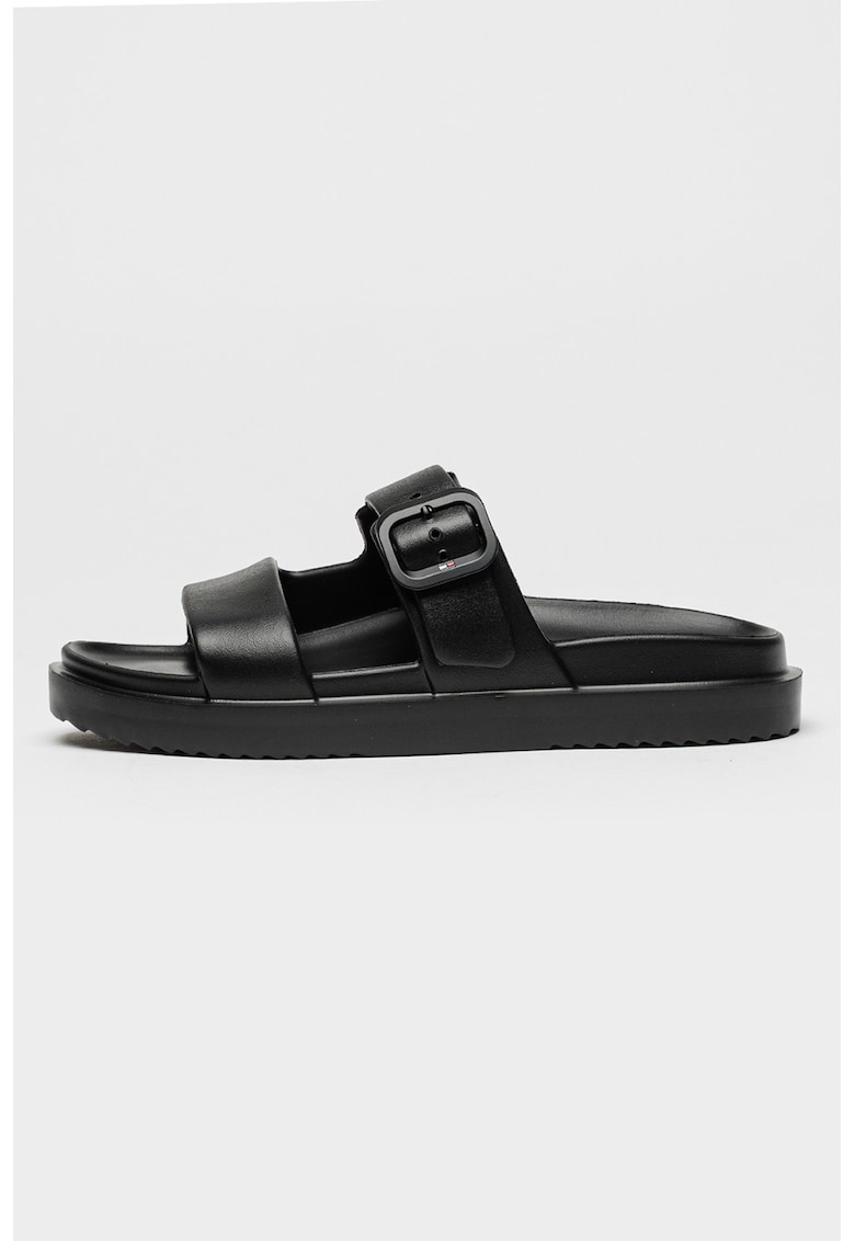 Papuci cu catarame decorative - Negru stins