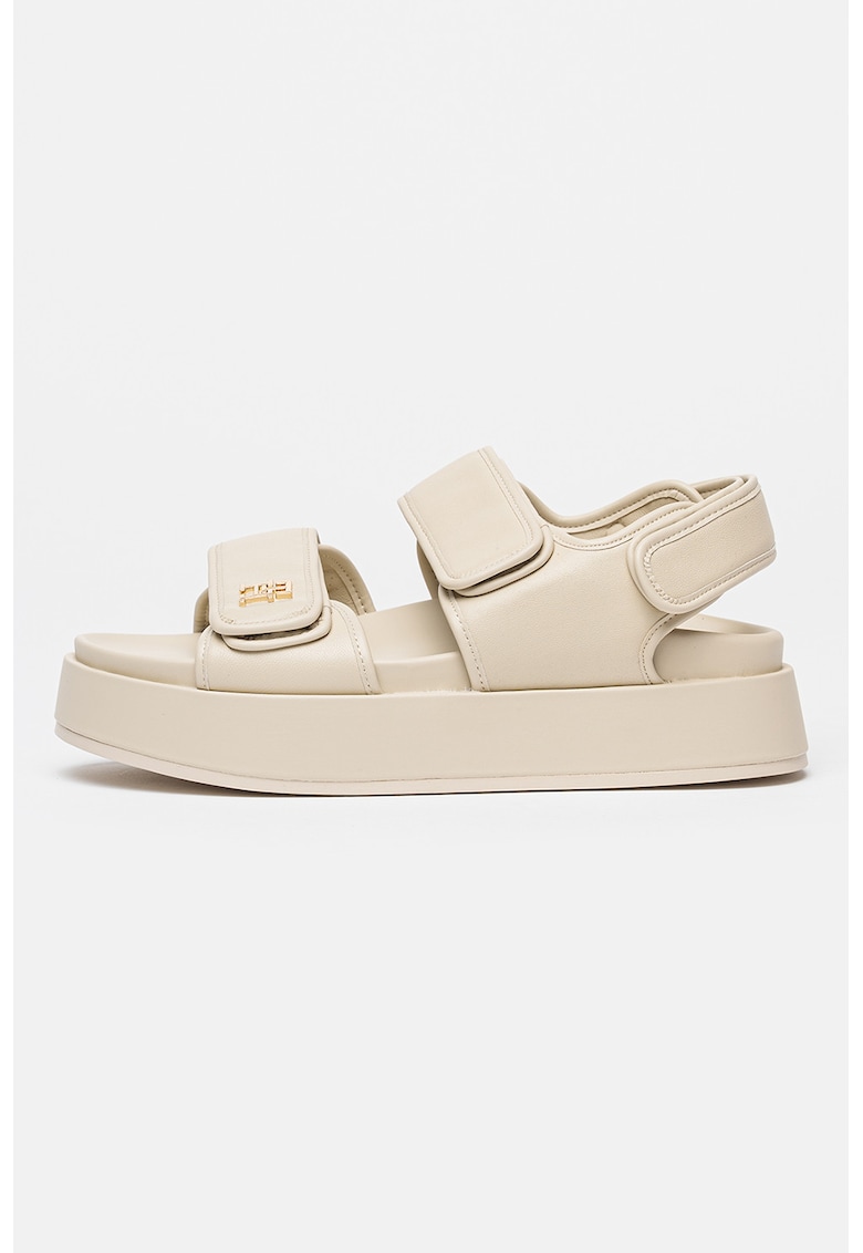 Sandale flatform de piele - Bej deschis