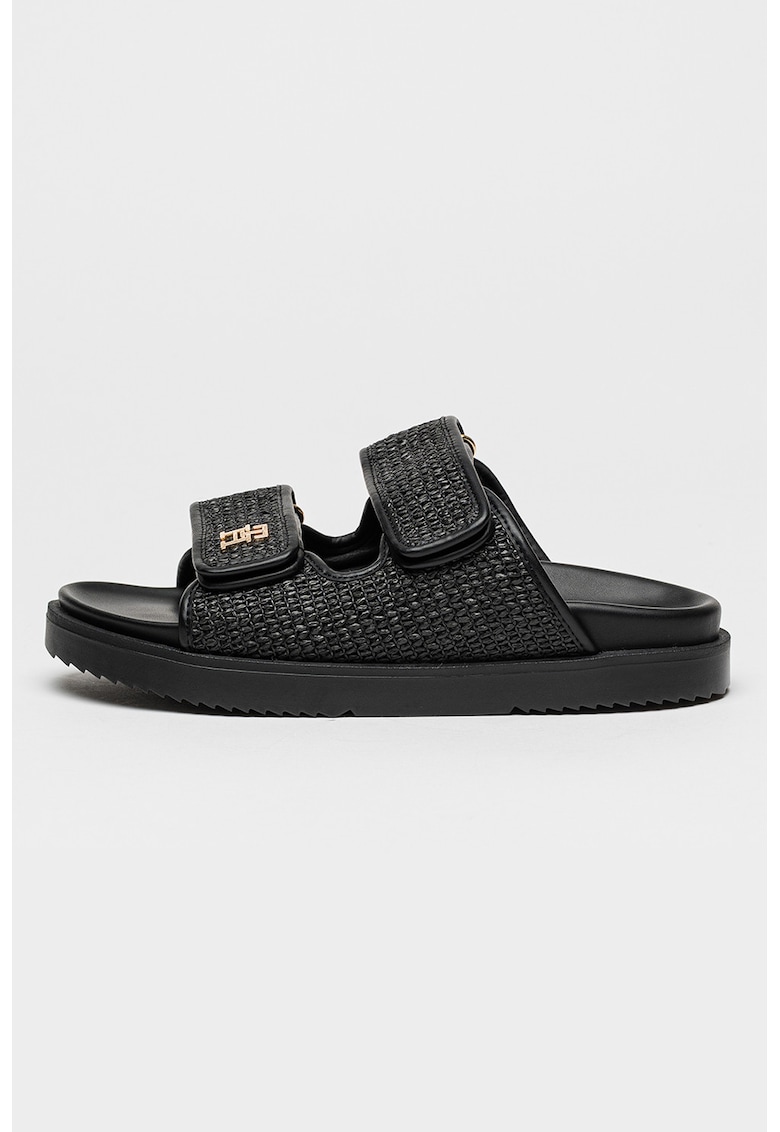 Papuci flatform textili - Negru stins