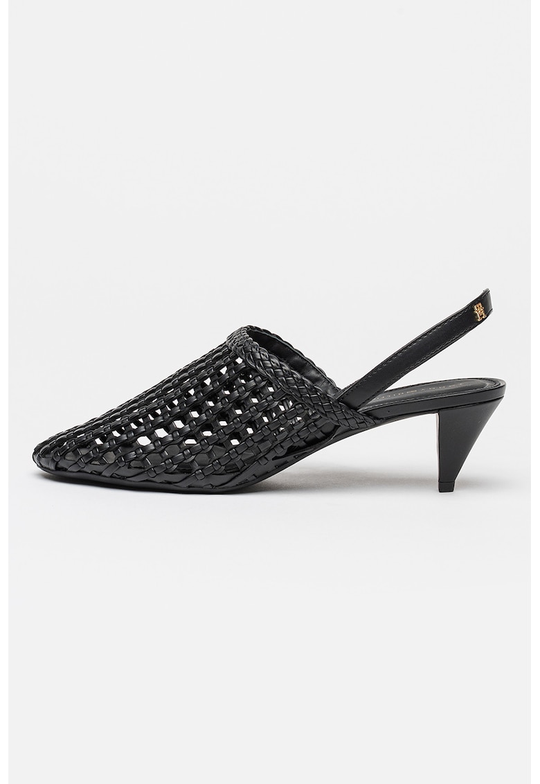 Pantofi slingback cu design tesut - Negru carbon