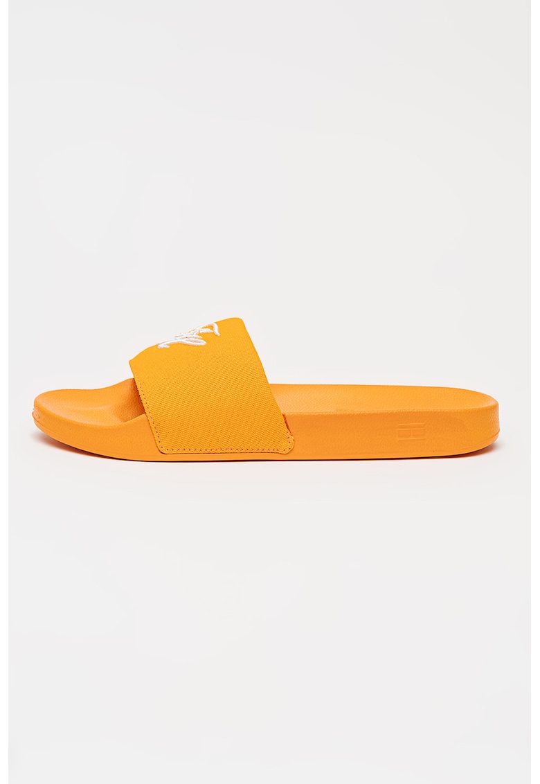 Papuci canvas cu logo brodat - Portocaliu neon