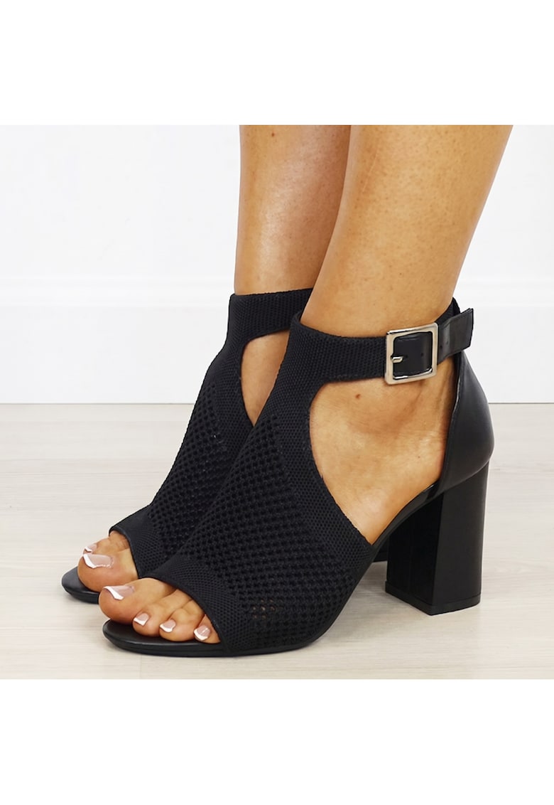 Sandale negre elegante cu design impletit 8753 M12 20434 - Negru
