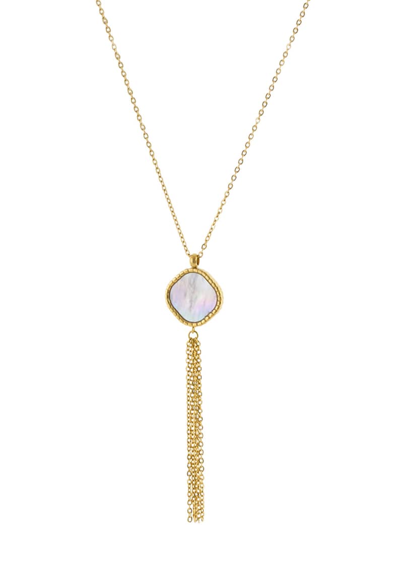 Colier placat cu aur de 18K si decorat cu pandantiv Mother of Pearl - Auriu