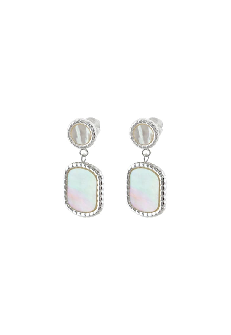 Cercei din otel inoxidabil cu Mother of Pearl - Verde pal/Roz/Argintiu