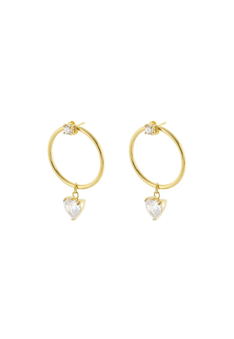 Cercei placati cu aur de 18K si zirconia - Auriu