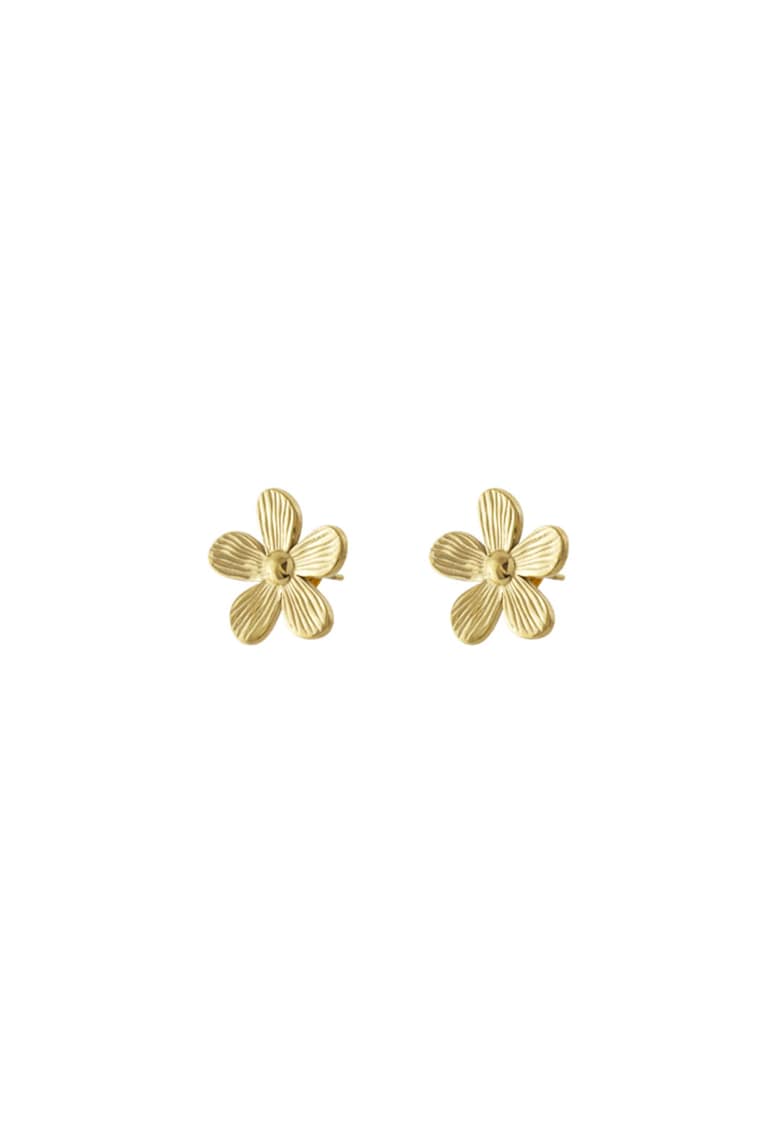Cercei in forma de floare placati cu aur de 18K - Auriu