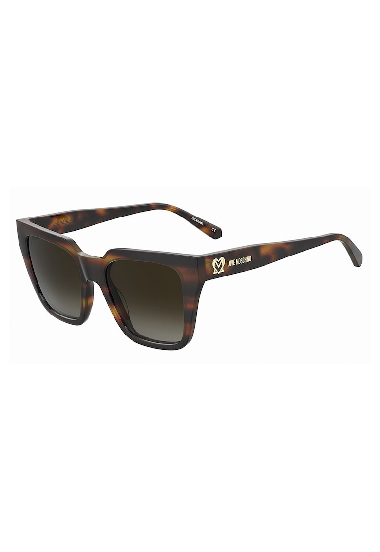 Ochelari de soare patrati cu detaliu logo - Negru/Caramel