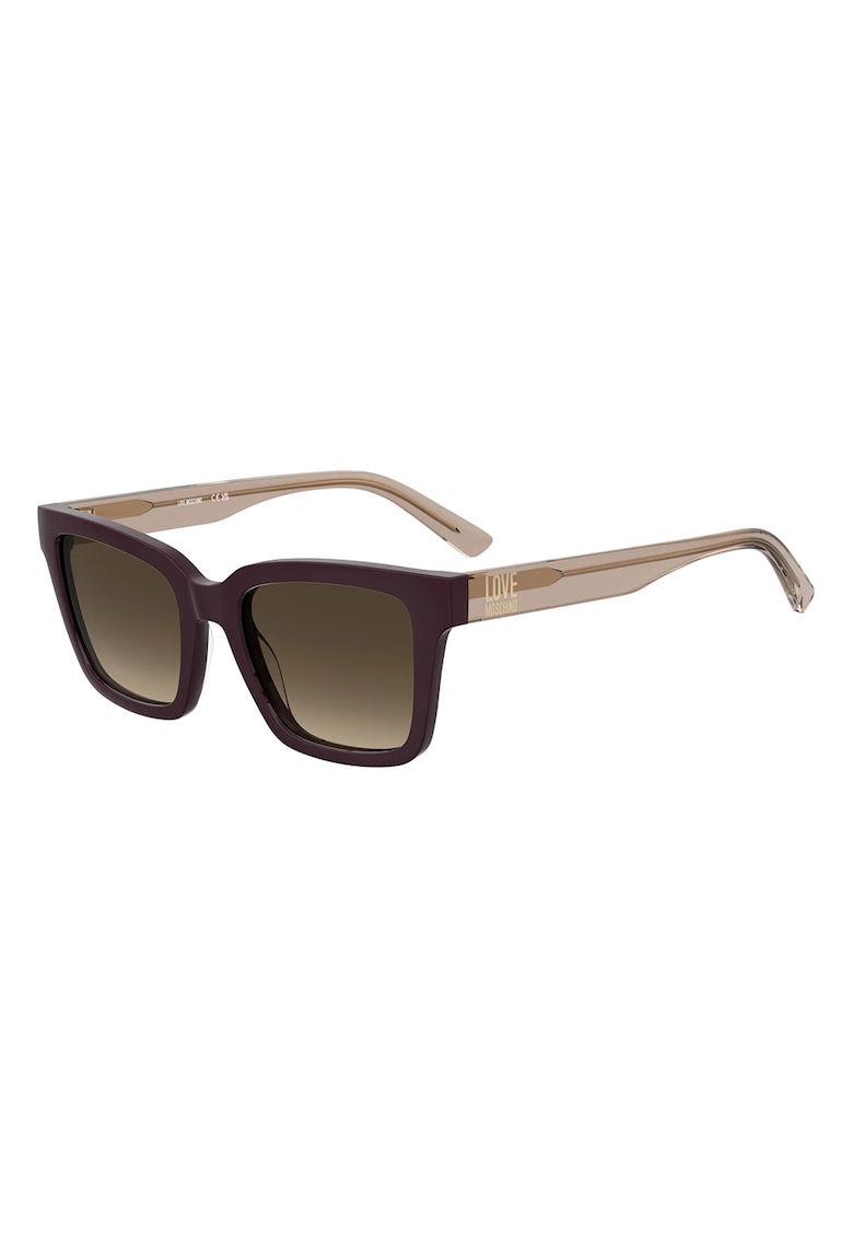 Ochelari de soare dreptunghiulari cu lentile in degrade - Bej inchis/Violet aubergine