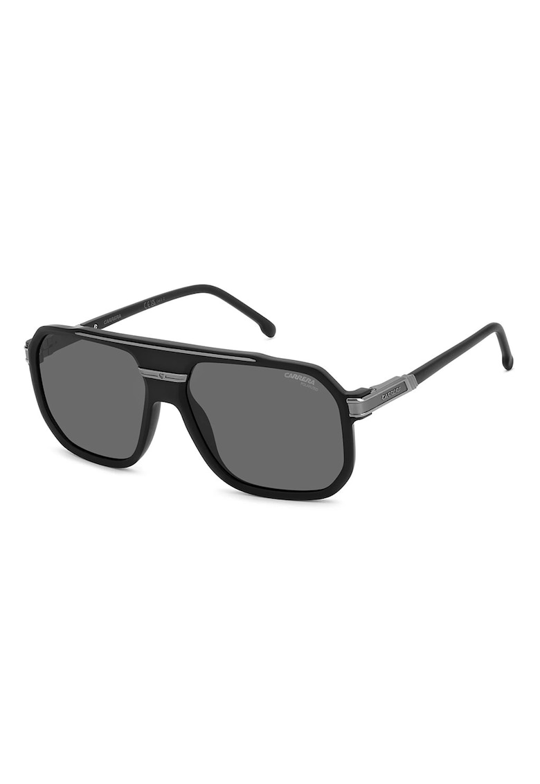 Ochelari de soare dreptunghiulari cu logo - Negru/Argintiu