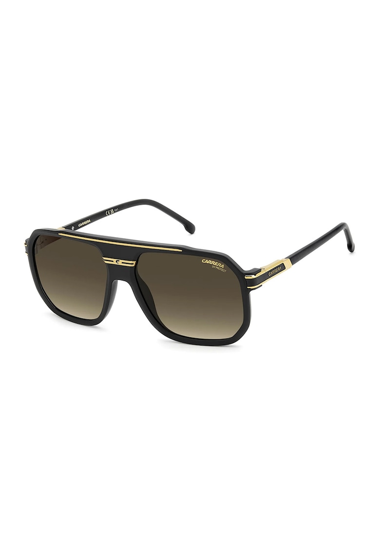 Ochelari de soare dreptunghiulari cu logo - Auriu/Negru carbon