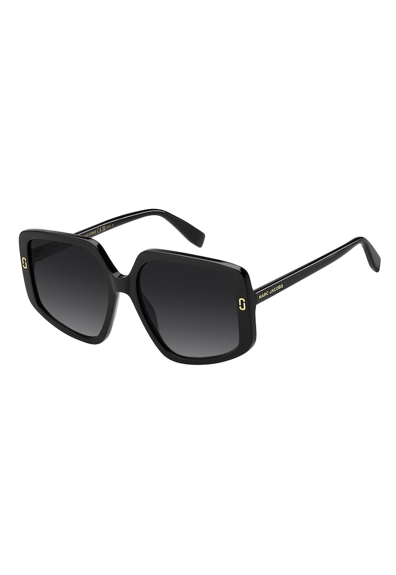 Ochelari de soare patrati cu detalii logo - Negru