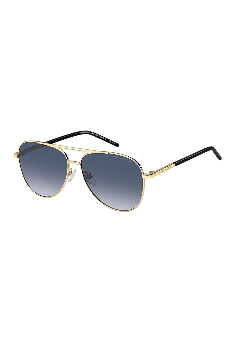 Ochelari de soare aviator cu rama metalica - Negru/Auriu deschis