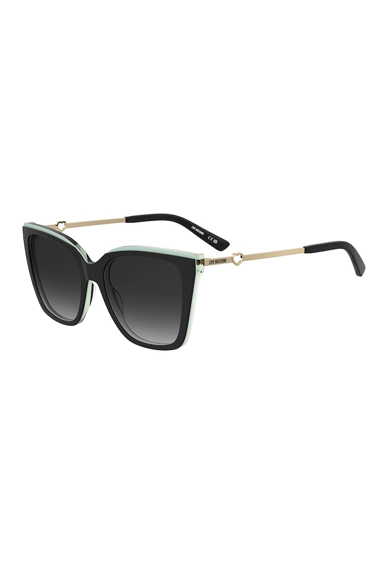 Ochelari de soare cat-eye - Negru/Galben pai/Verde pastel