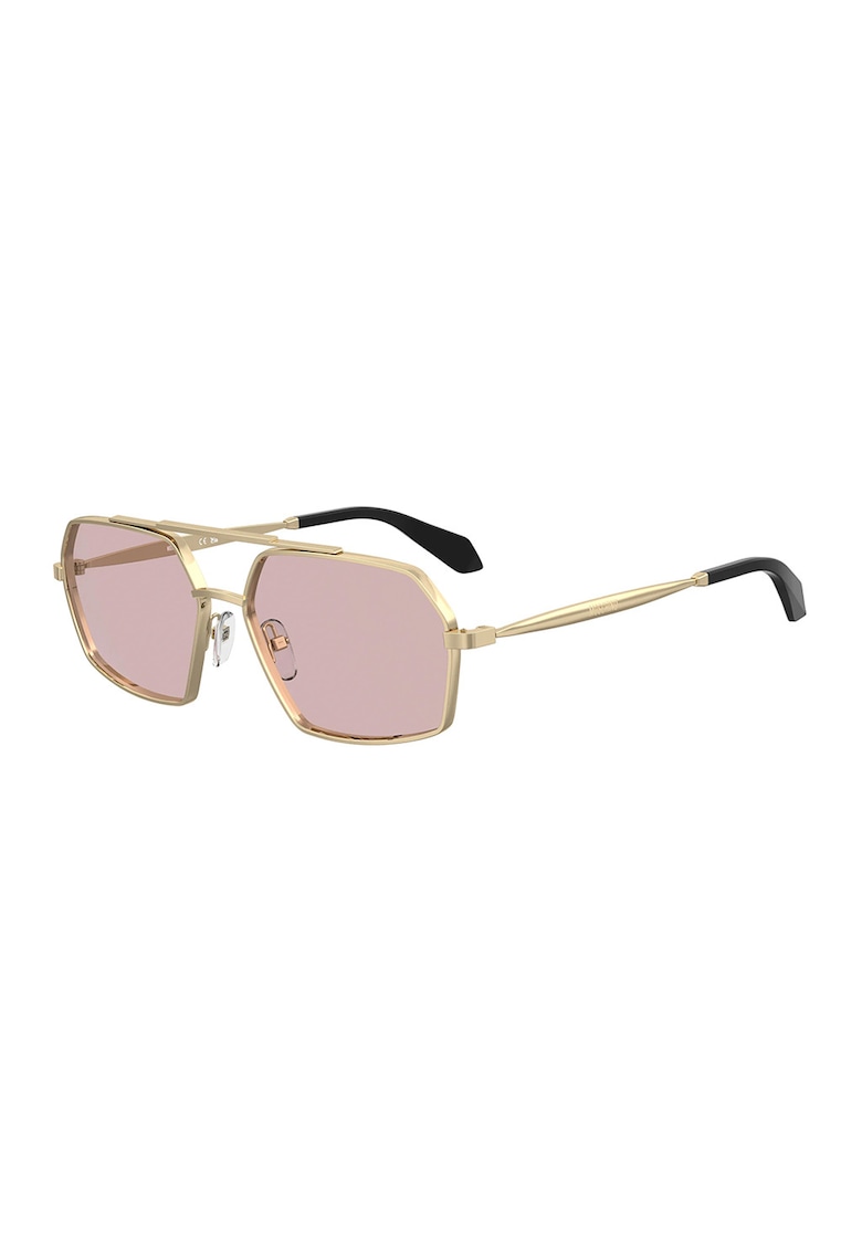 Ochelari de soare unisex hexagonali cu rame metalice - Black Onyx/Auriu pal