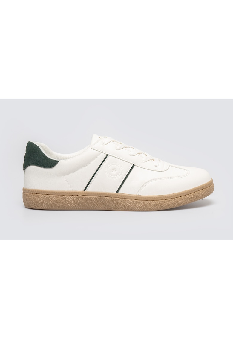 Pantofi sport din piele ecologica cu detalii contrastante - Alb