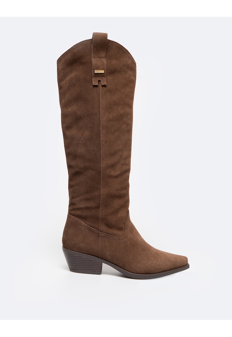 Cizme cowboy din piele intoarsa