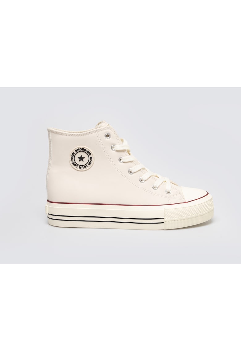 Tenisi flatform din piele ecologica