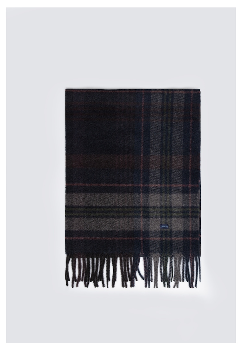 Fular cu franjuri si imprimeu in carouri