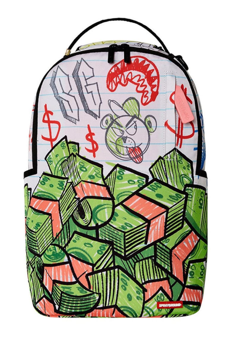 Rucsac Scribble Money DLXR verde 27x45x15cm poliester