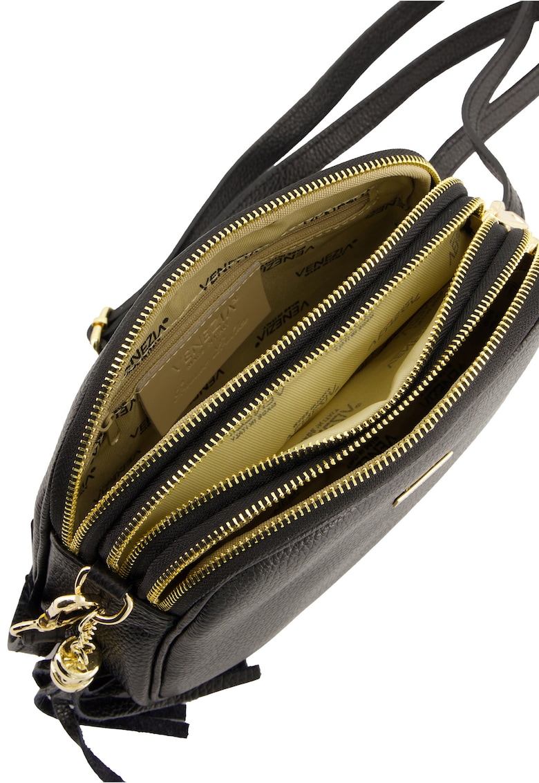 Geanta crossbody din piele naturala cu 3 compartimente