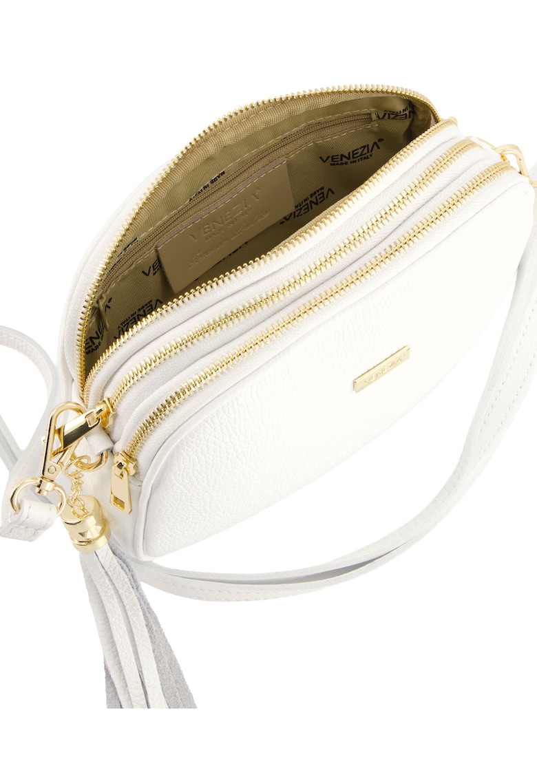 Geanta crossbody din piele naturala cu 3 compartimente