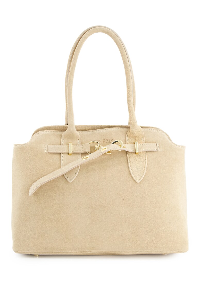 Geanta shopper piele naturala bej 27x36x13cm