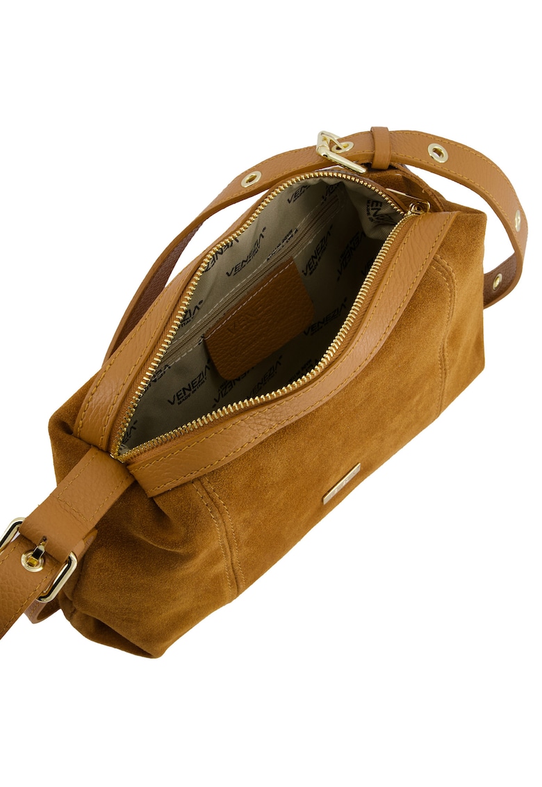 Geanta de umar piele naturala maro 31x19x8 -5 cm