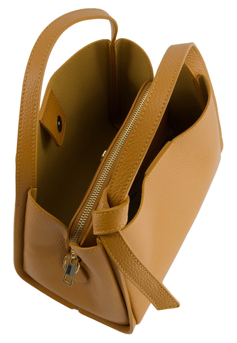 Geanta de mana piele naturala maro 25x19x15cm curea reglabila