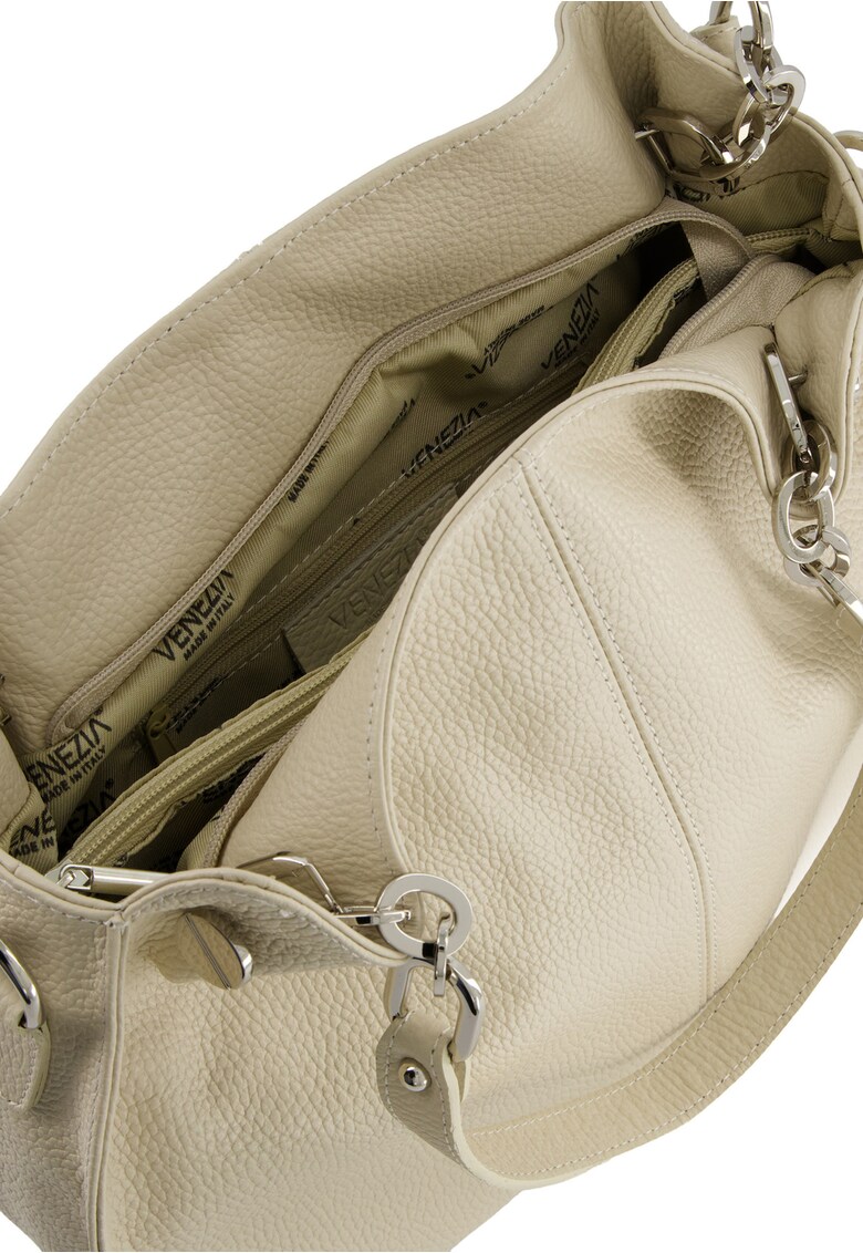 Geanta shopper piele naturala bej 29x39x12cm