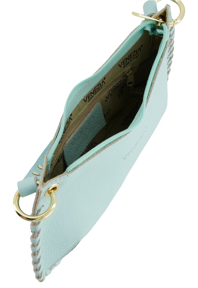 Geanta de umar piele naturala verde 27x3x17cm curea reglabila detasabila