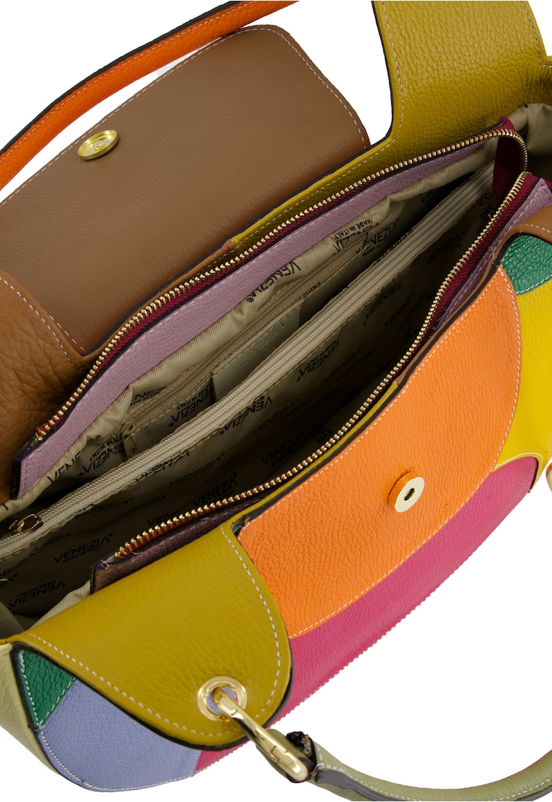 Geanta de umar multicolor piele naturala 37x26x13cm