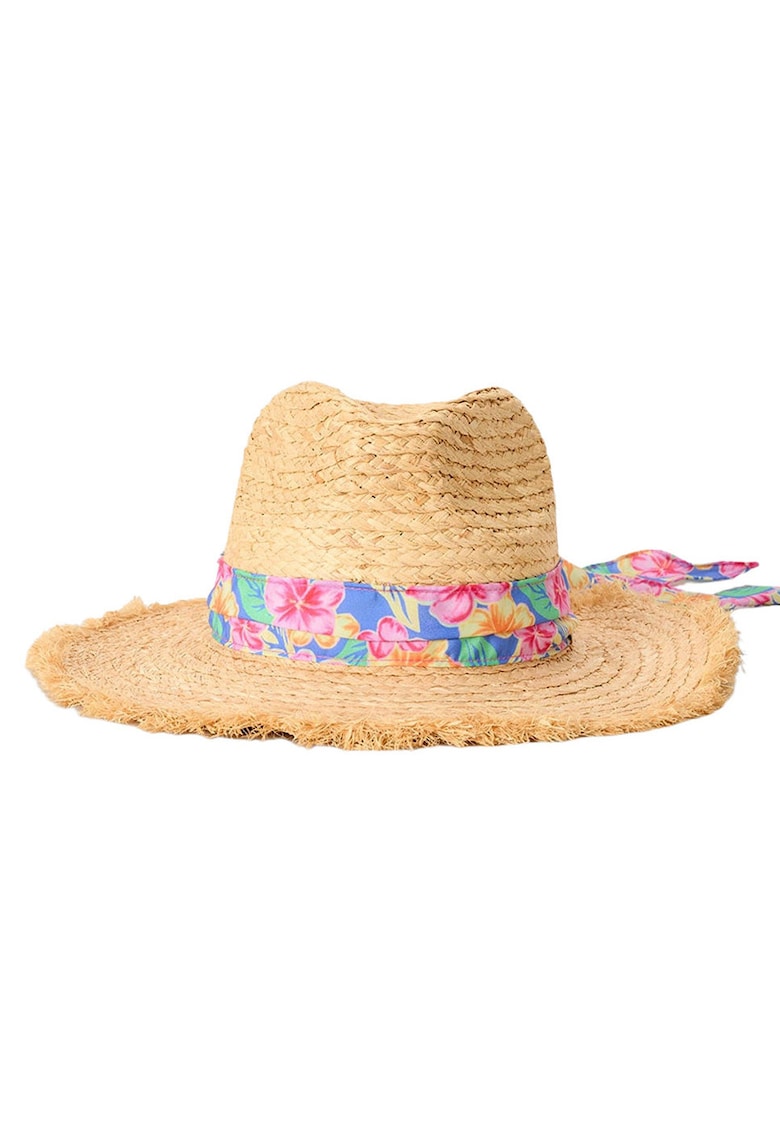 Palarie din paie cu aplicatie cu imprimeu floral