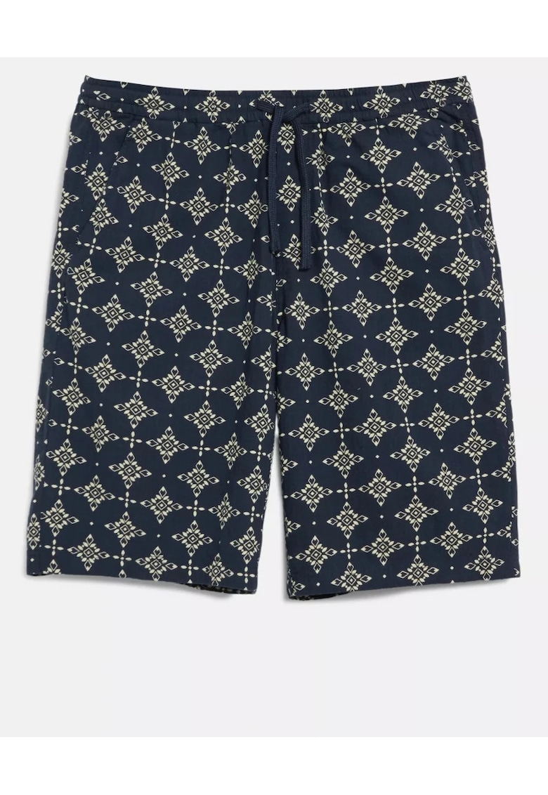 Big Sizes Pantaloni scurti barbati big sizes - cu talie medie - din bumbac - cu imprimeu - Resort fit - Detroit - Bleumarin inchis -