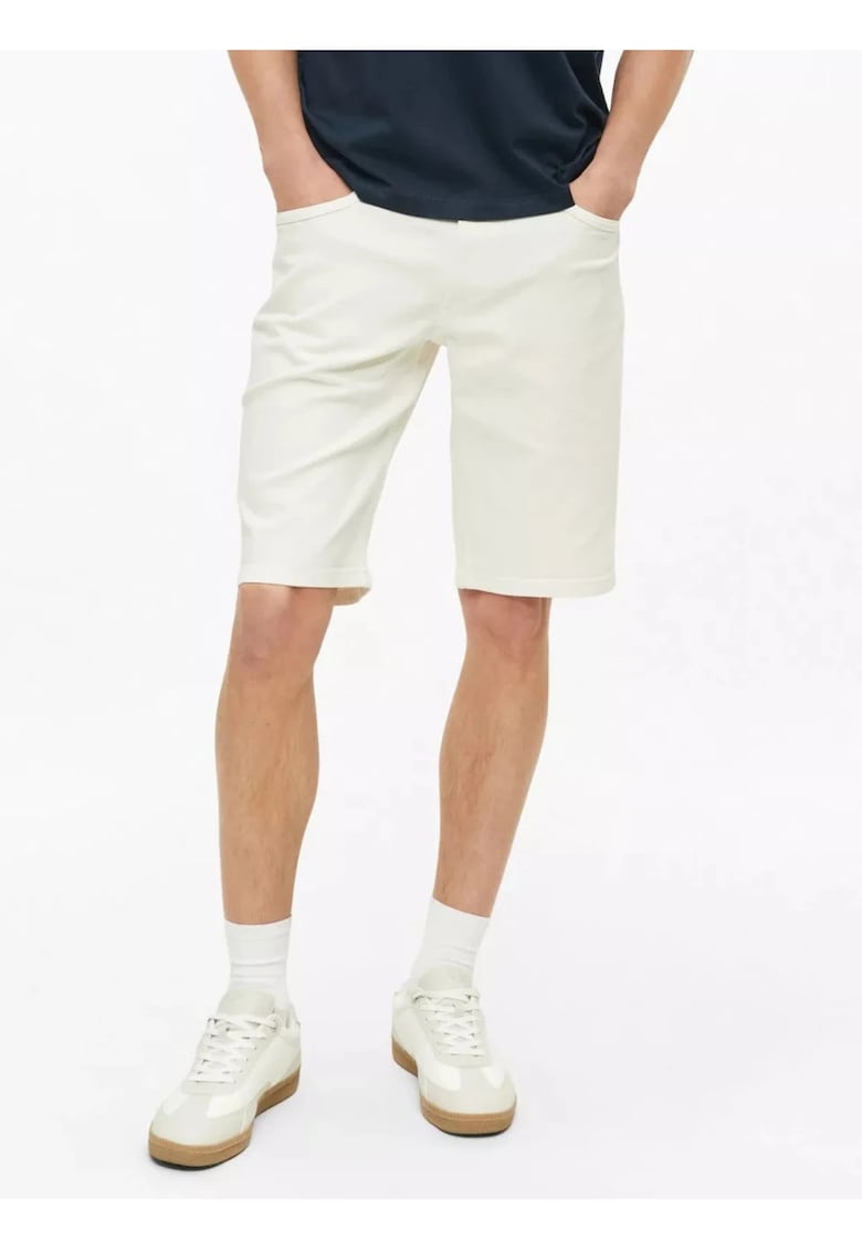 Pantaloni scurti de blug barbati - cu talie medie - Regular fit - Alb -
