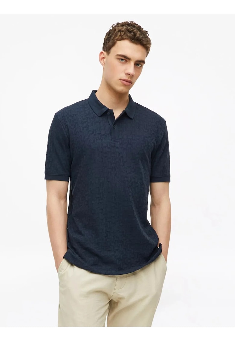 Tricou polo barbati din amestec de bumbac - Regular fit - Bleumarin inchis -