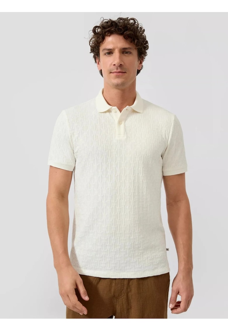 Tricou polo barbati din amestec de bumbac - Regular fit - Crem -