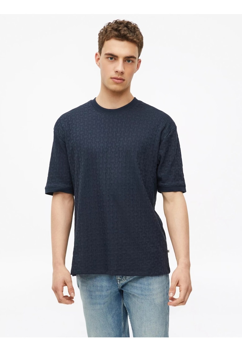 Tricou barbati - din amestec de bumbac - Relaxed fit - Bleumarin inchis -